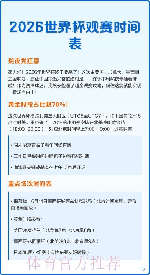 2026年世界杯高清赛事直播完整时间安排表